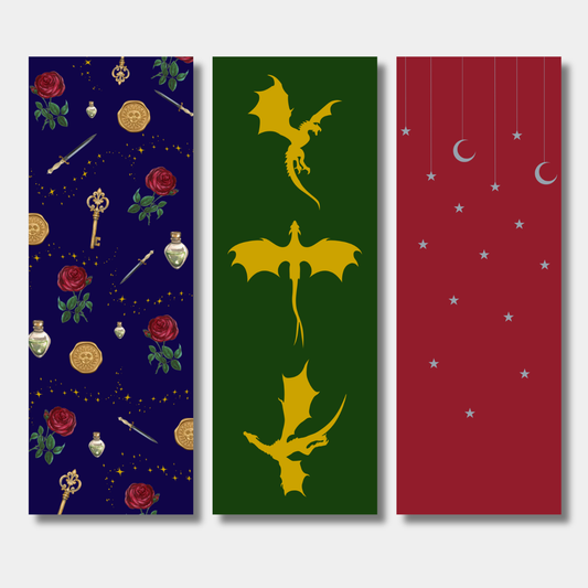 The Fated Collection Bookmark Set - Romantasy Reader Bookmarks | Dragon, Dagger & Rose Aesthetic (Set of 3)