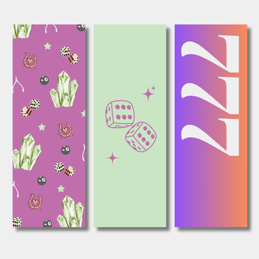 The Lucky Girl Collection Bookmark Set - Manifestation Bookmarks | Angel Numbers, Crystals & Good Luck Charms (Set of 3)