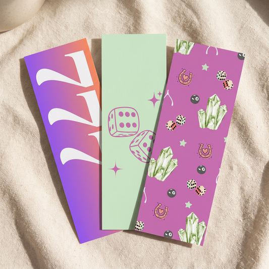 The Lucky Girl Collection Bookmark Set - Manifestation Bookmarks | Angel Numbers, Crystals & Good Luck Charms (Set of 3)