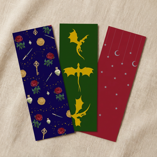 The Fated Collection Bookmark Set - Romantasy Reader Bookmarks | Dragon, Dagger & Rose Aesthetic (Set of 3)